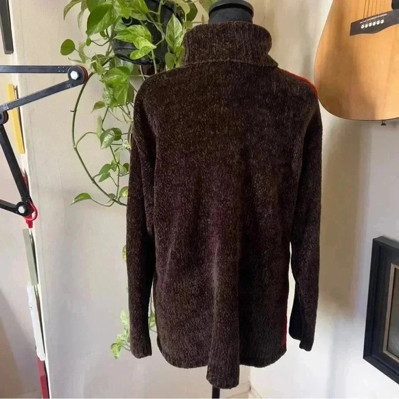 Vtg 90s All Points Chenille Colorblock Sweater - Size Small/Medium - Picture 3 of 7